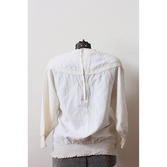 Vintage 70’s Cotton Lace Blouse Adree Gaye OffWhite - Picture 6 of 10
